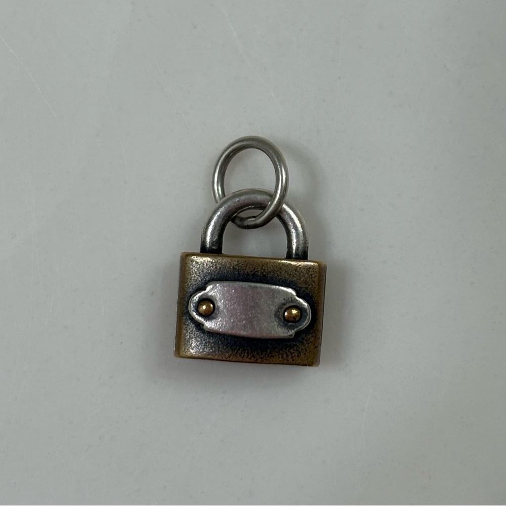 Retired Rare James Avery Pad Lock Charm Bronze and Sterling Silver